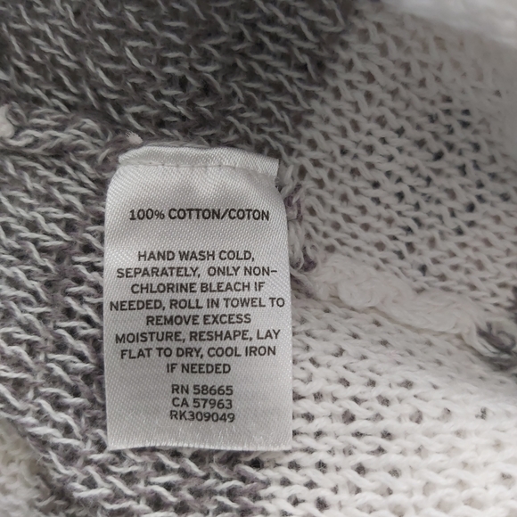 wild pearls cream gray stripes knit open cardigan long line 100% cotton - Picture 11 of 14